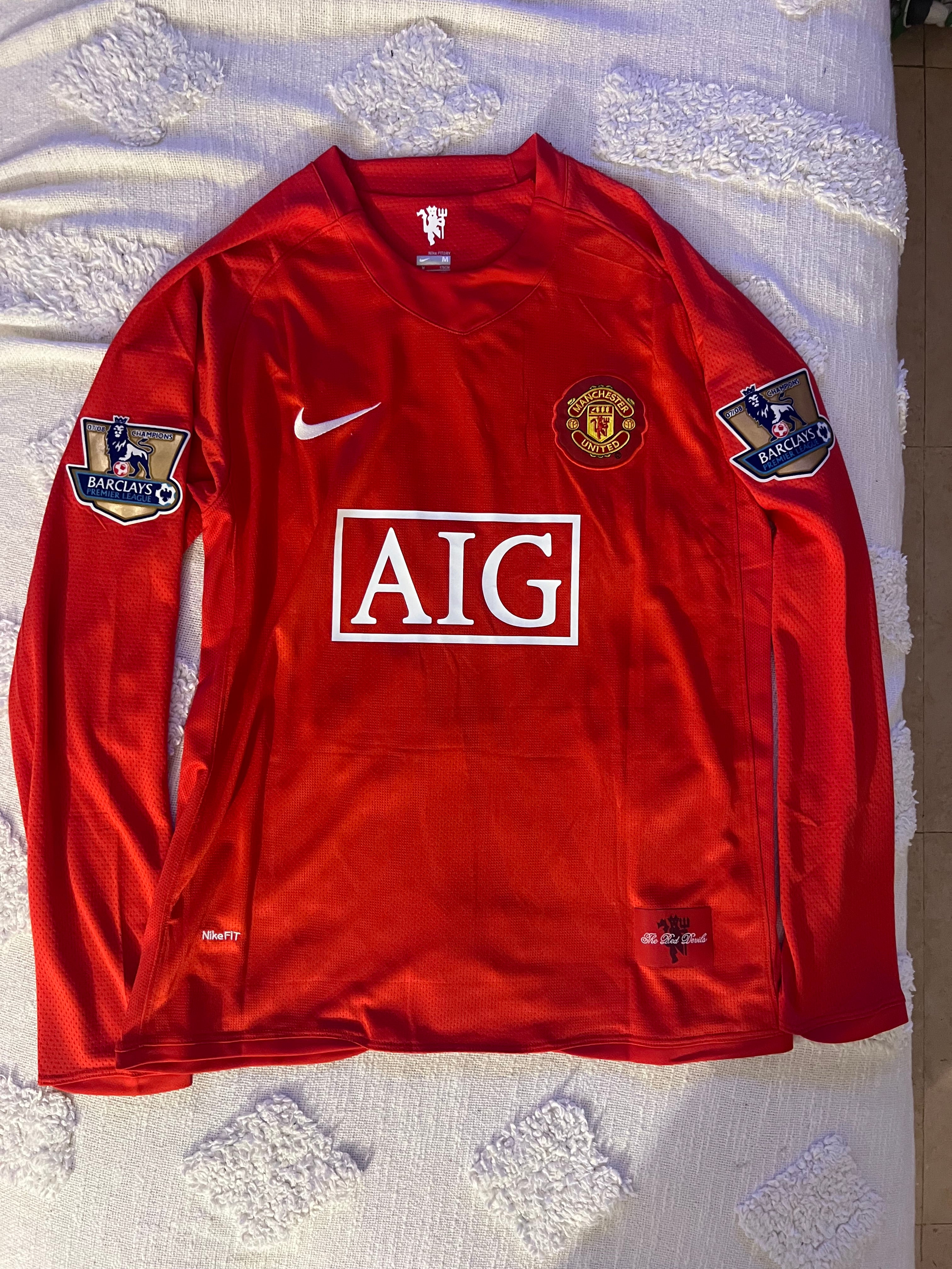 CR7 manchester united long sleeve 2008 retro jersey all patches