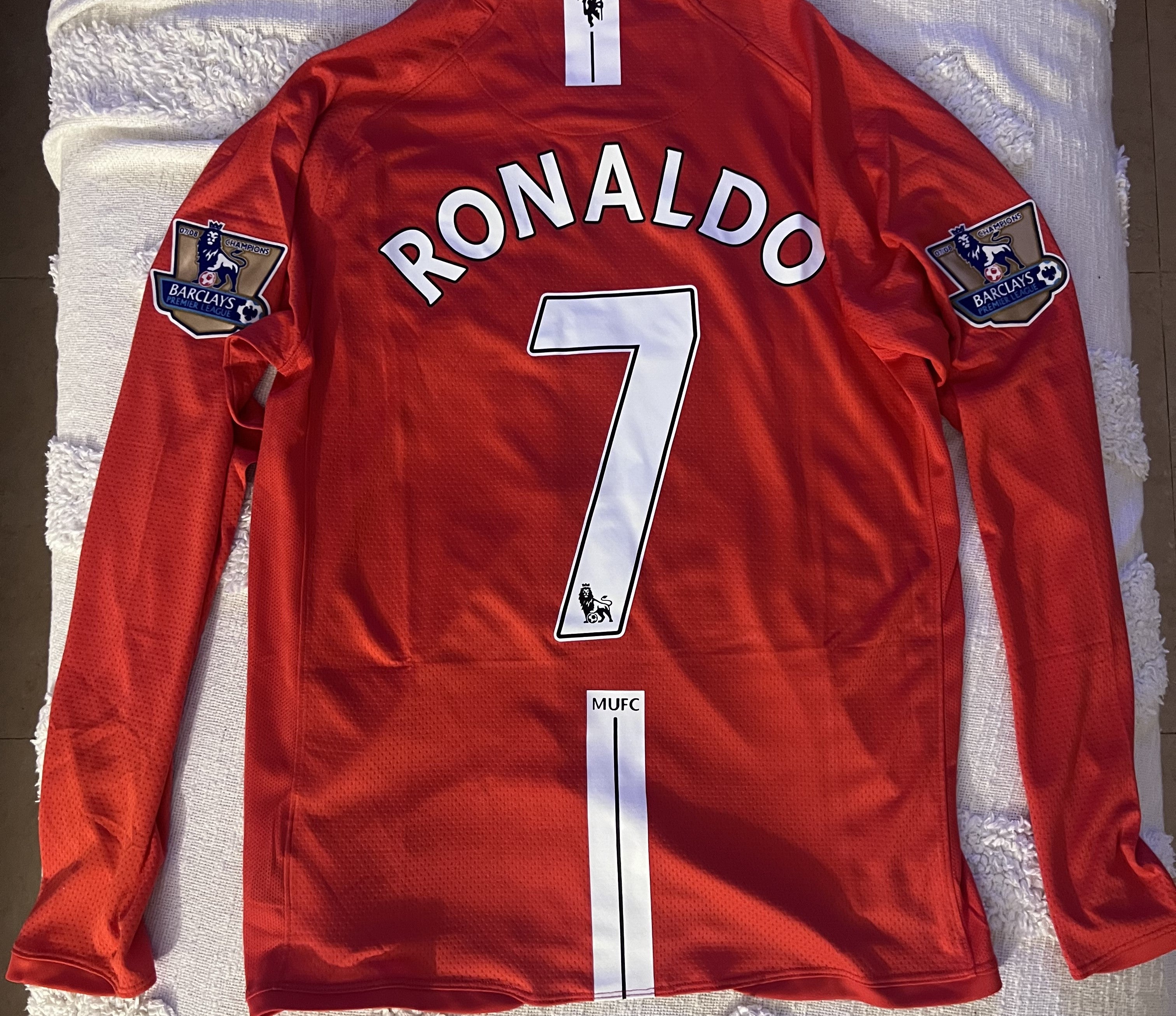 CR7 manchester united long sleeve 2008 retro jersey all patches